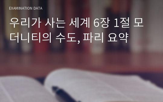 우리가 사는 세계 6장 1절 모더니티의 수도, 파리 요약