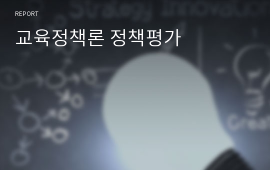 교육정책론 정책평가