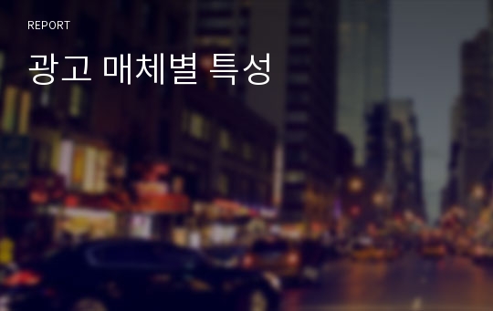 광고 매체별 특성