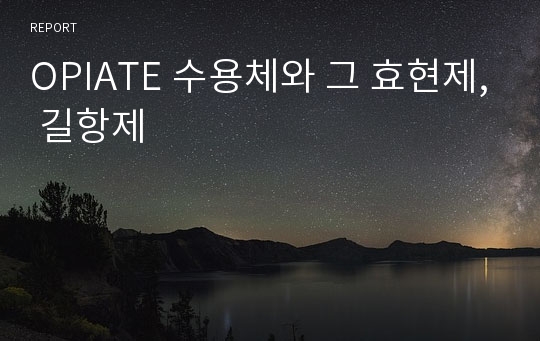 OPIATE 수용체와 그 효현제, 길항제