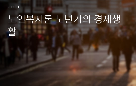 노인복지론 노년기의 경제생활