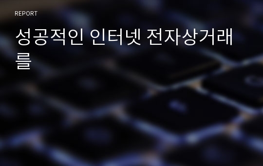 성공적인 인터넷 전자상거래를