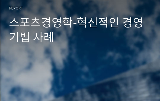 스포츠경영학-혁신적인 경영기법 사례