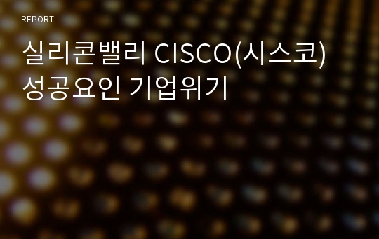 실리콘밸리 CISCO(시스코) 성공요인 기업위기