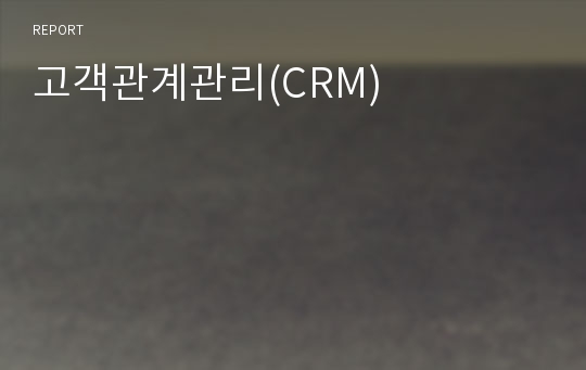 고객관계관리(CRM)