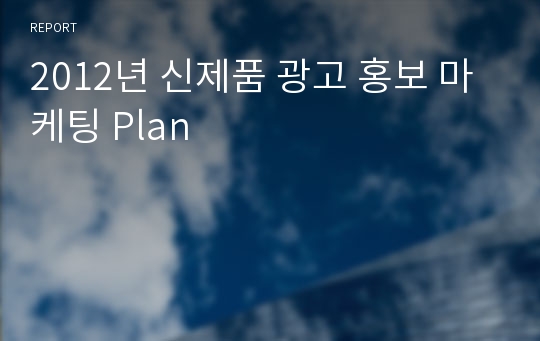 2012년 신제품 광고 홍보 마케팅 Plan