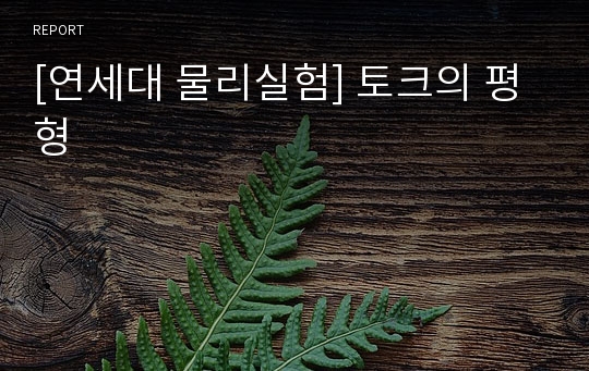 [연세대 물리실험] 토크의 평형