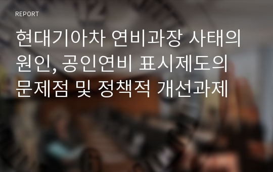 현대기아차 연비과장 사태의 원인, 공인연비 표시제도의 문제점 및 정책적 개선과제