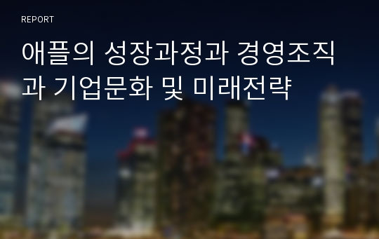 애플의 성장과정과 경영조직과 기업문화 및 미래전략