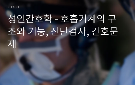 성인간호학 - 호흡기계의 구조와 기능, 진단검사, 간호문제