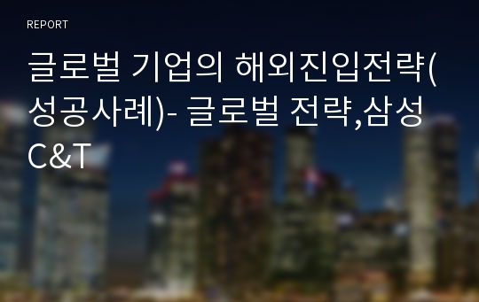 글로벌 기업의 해외진입전략(성공사례)- 글로벌 전략,삼성 C&amp;T