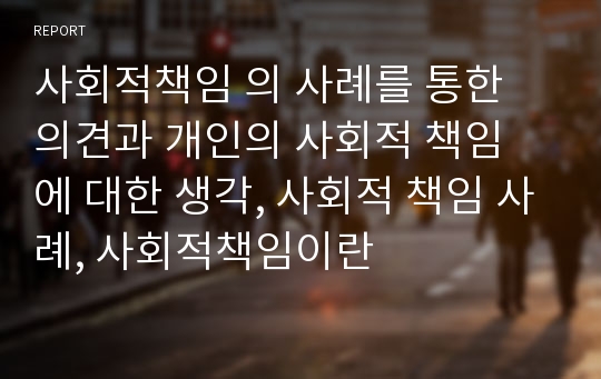 사회적책임 의 사례를 통한 의견과 개인의 사회적 책임 에 대한 생각, 사회적 책임 사례, 사회적책임이란