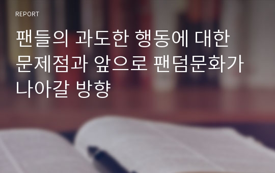 팬들의 과도한 행동에 대한 문제점과 앞으로 팬덤문화가 나아갈 방향