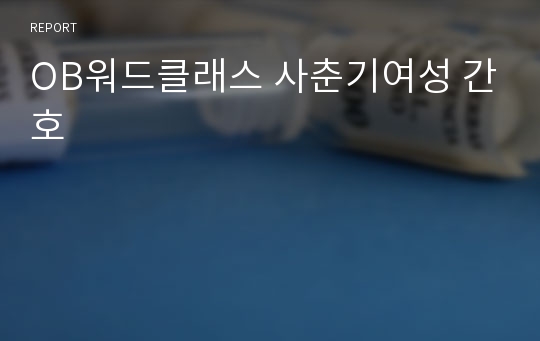 OB워드클래스 사춘기여성 간호