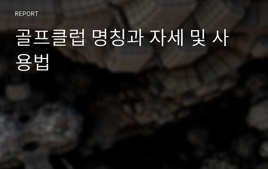 골프클럽 명칭과 자세 및 사용법