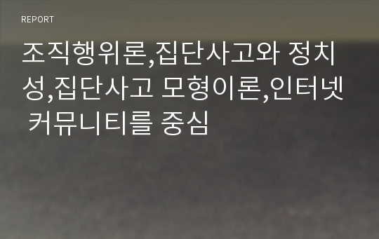 조직행위론,집단사고와 정치성,집단사고 모형이론,인터넷 커뮤니티를 중심