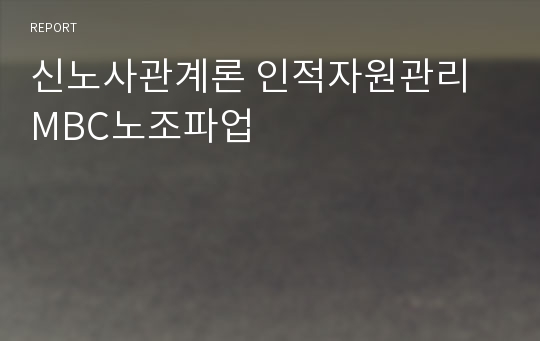 신노사관계론 인적자원관리 MBC노조파업