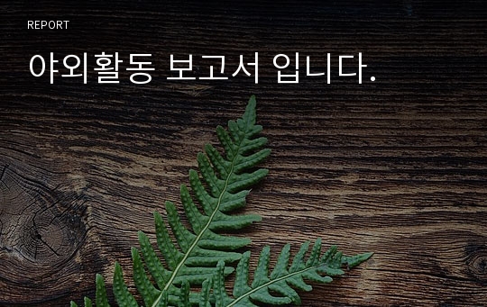 야외활동 보고서 입니다.