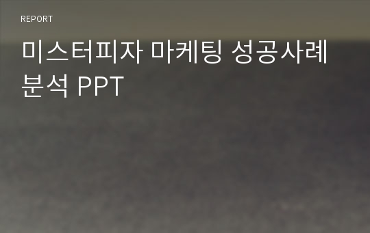 미스터피자 마케팅 성공사례분석 PPT