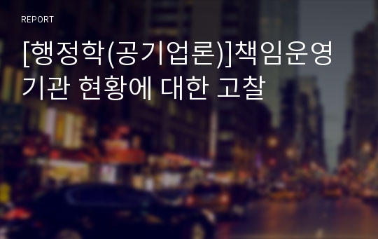 [행정학(공기업론)]책임운영기관 현황에 대한 고찰