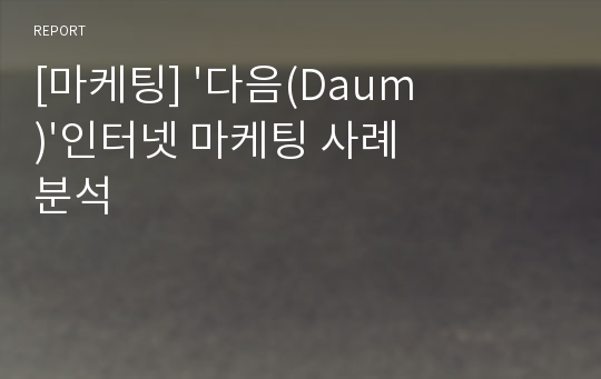 [마케팅] &#039;다음(Daum)&#039;인터넷 마케팅 사례분석