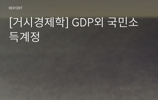 [거시경제학] GDP외 국민소득계정