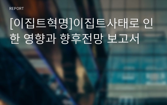 [이집트혁명]이집트사태로 인한 영향과 향후전망 보고서