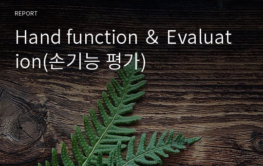 Hand function ＆ Evaluation(손기능 평가)