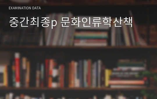 중간최종p 문화인류학산책