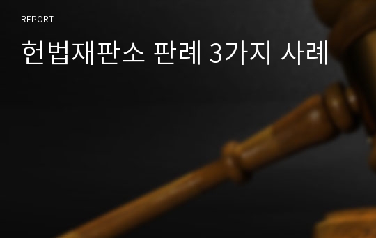 헌법재판소 판례 3가지 사례