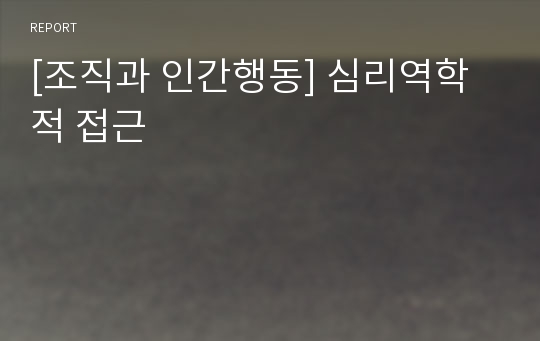 [조직과 인간행동] 심리역학적 접근