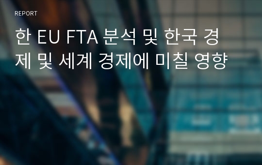한 EU FTA 분석 및 한국 경제 및 세계 경제에 미칠 영향