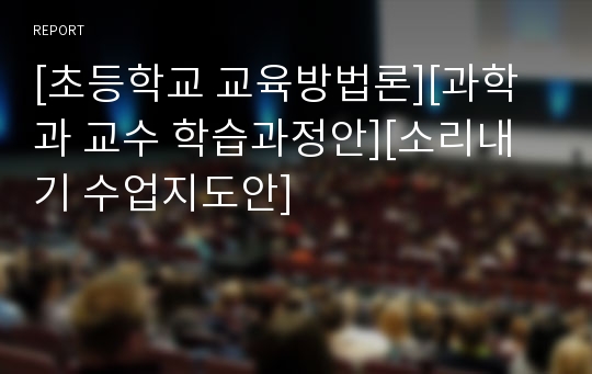 [초등학교 교육방법론][과학과 교수 학습과정안][소리내기 수업지도안]