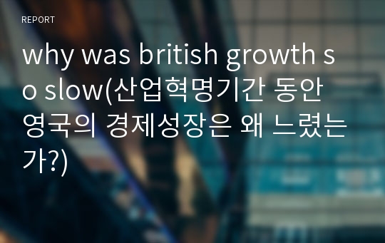 why was british growth so slow(산업혁명기간 동안 영국의 경제성장은 왜 느렸는가?)