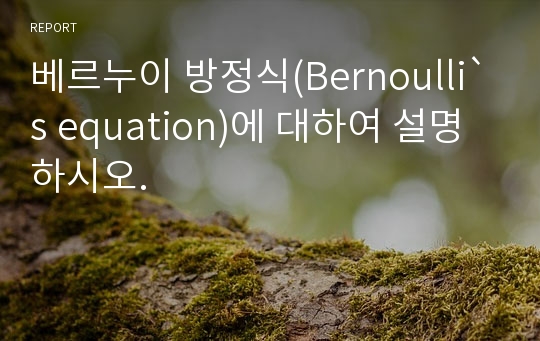 베르누이 방정식(Bernoulli`s equation)에 대하여 설명하시오.