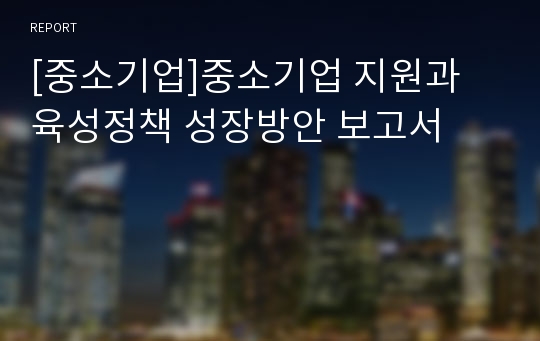 [중소기업]중소기업 지원과 육성정책 성장방안 보고서