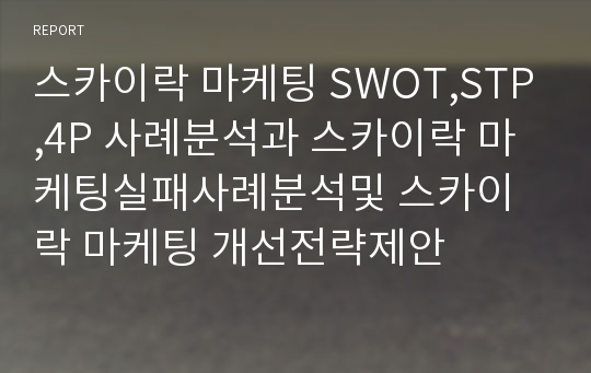 스카이락 마케팅 SWOT,STP,4P 사례분석과 스카이락 마케팅실패사례분석및 스카이락 마케팅 개선전략제안