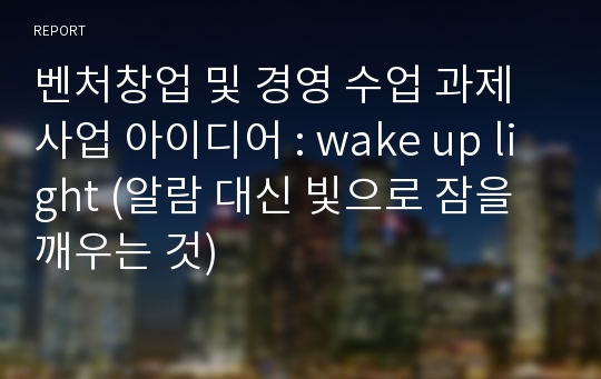 벤처창업 및 경영 수업 과제 사업 아이디어 : wake up light (알람 대신 빛으로 잠을 깨우는 것)