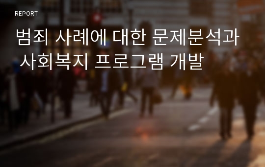 범죄 사례에 대한 문제분석과 사회복지 프로그램 개발