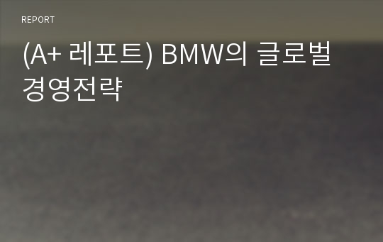 (A+ 레포트) BMW의 글로벌 경영전략