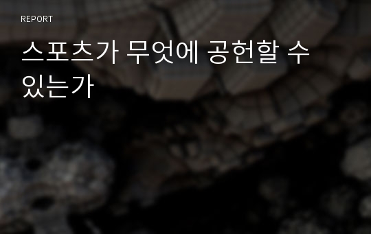 스포츠가 무엇에 공헌할 수 있는가