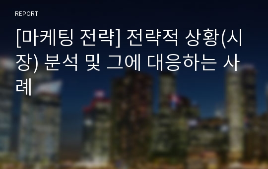 [마케팅 전략] 전략적 상황(시장) 분석 및 그에 대응하는 사례