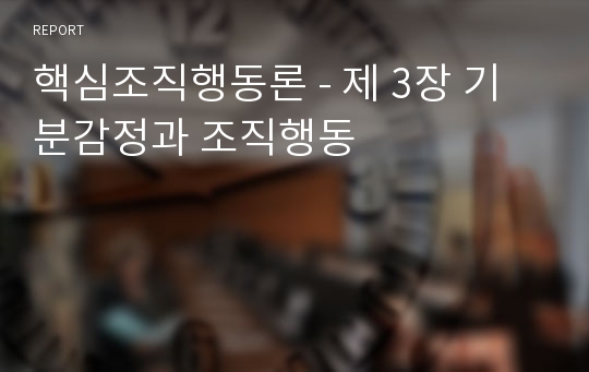 핵심조직행동론 - 제 3장 기분감정과 조직행동