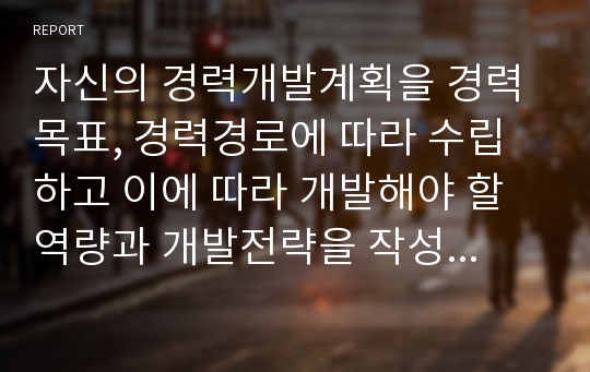 자신의 경력개발계획을 경력목표, 경력경로에 따라 수립하고 이에 따라 개발해야 할 역량과 개발전략을 작성하시오.