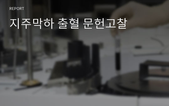 지주막하 출혈 문헌고찰