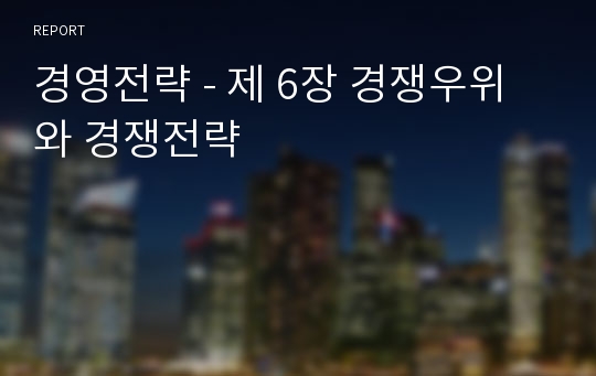 경영전략 - 제 6장 경쟁우위와 경쟁전략