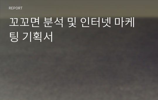 꼬꼬면 분석 및 인터넷 마케팅 기획서