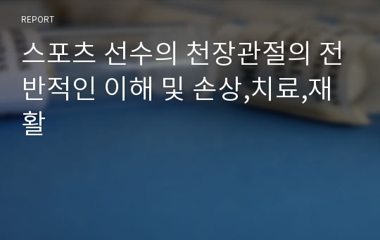 스포츠 선수의 천장관절의 전반적인 이해 및 손상,치료,재활