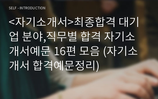 &lt;자기소개서&gt;최종합격 대기업 분야,직무별 합격 자기소개서예문 16편 모음 (자기소개서 합격예문정리)