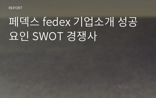 페덱스 fedex 기업소개 성공요인 SWOT 경쟁사